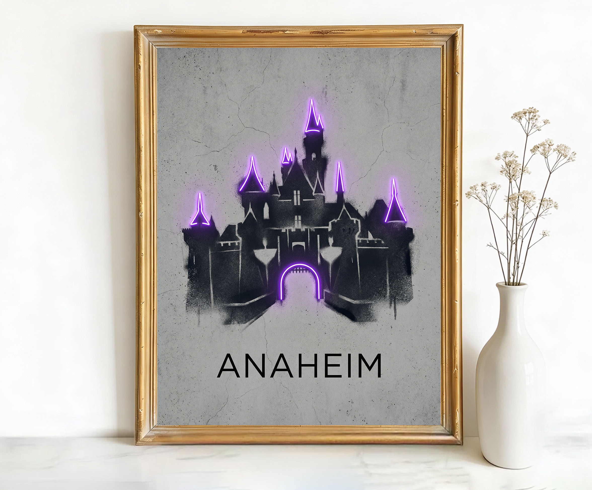 Anaheim California Disneyland Castle Art
