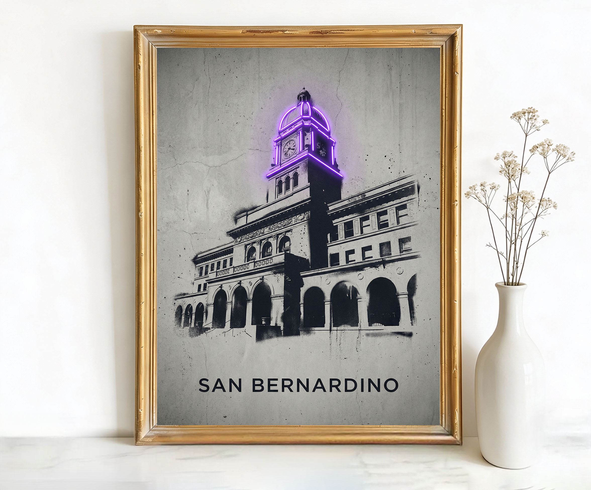 San Bernardino California San City Hall Clock Tower Art