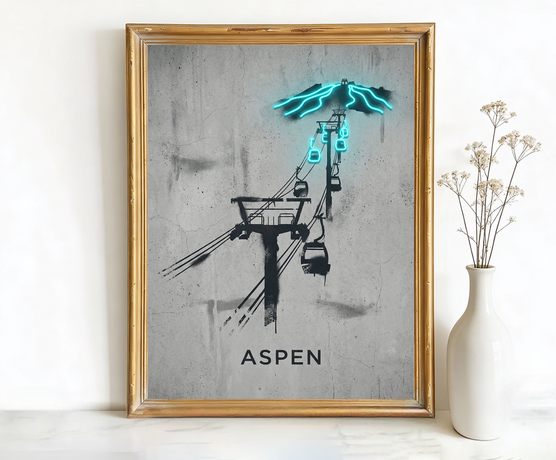 Aspen Colorado Mountain Gondola Art
