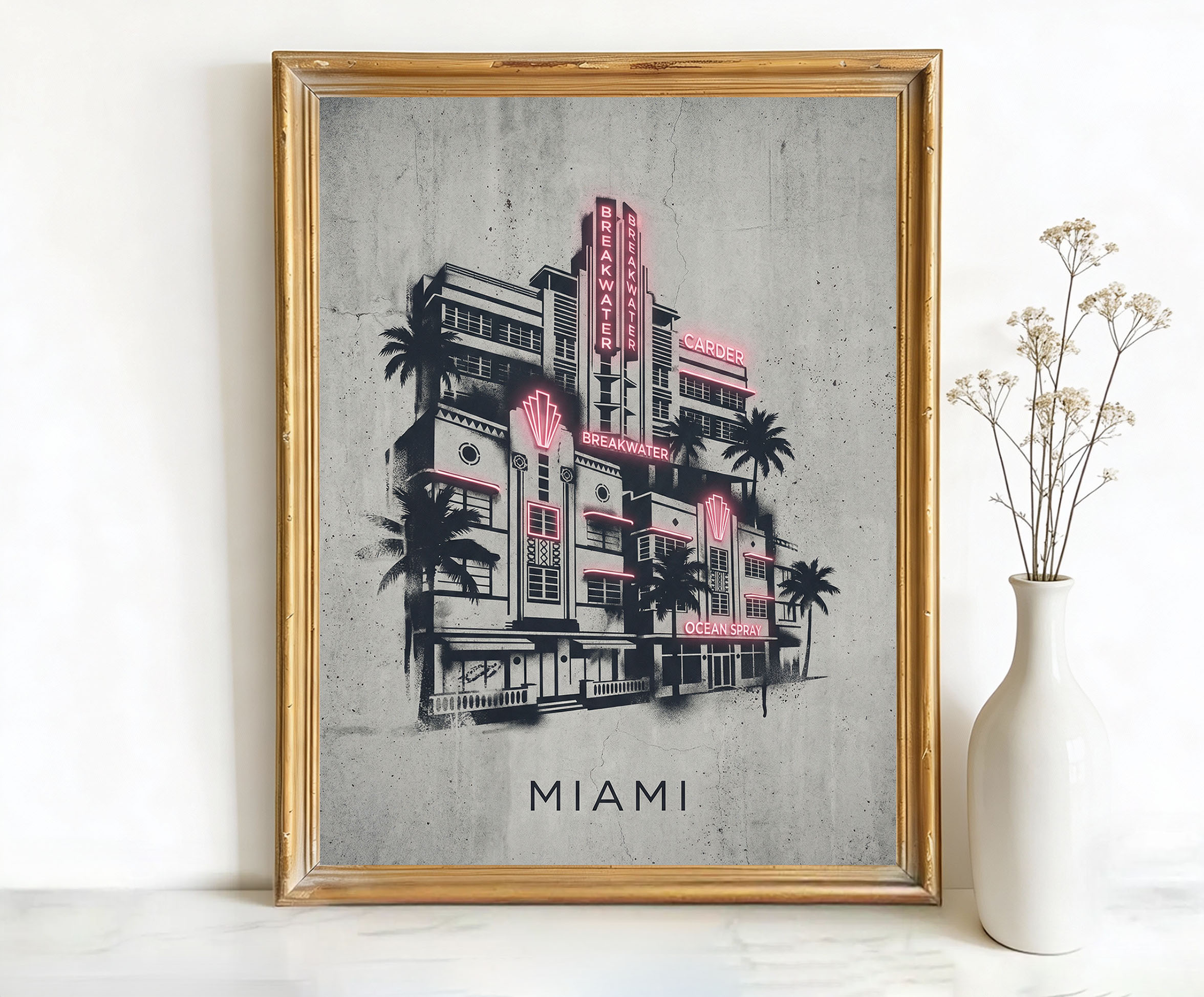 Miami Florida Ocean Drive Art Deco Buildings Art