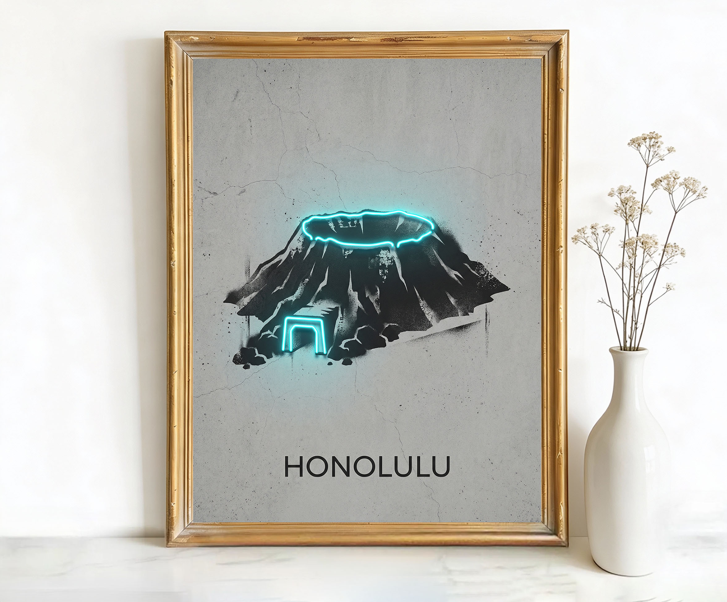 Honolulu Hawaii Diamond Head Crater Art