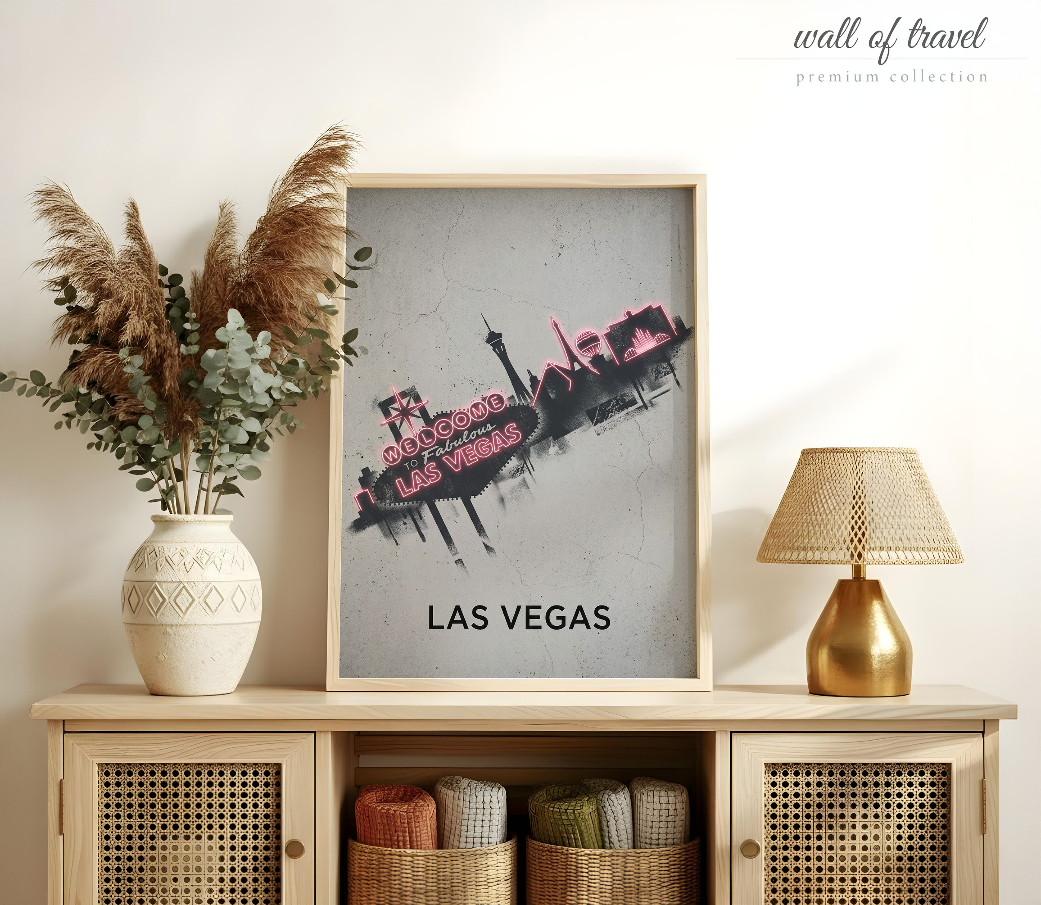 Las Vegas Nevada Stratosphere Tower Art, Canvas or Poster, Graffiti Pop Art Decor, Living Room Home Bar Game Room Wall Art, Pink Black White