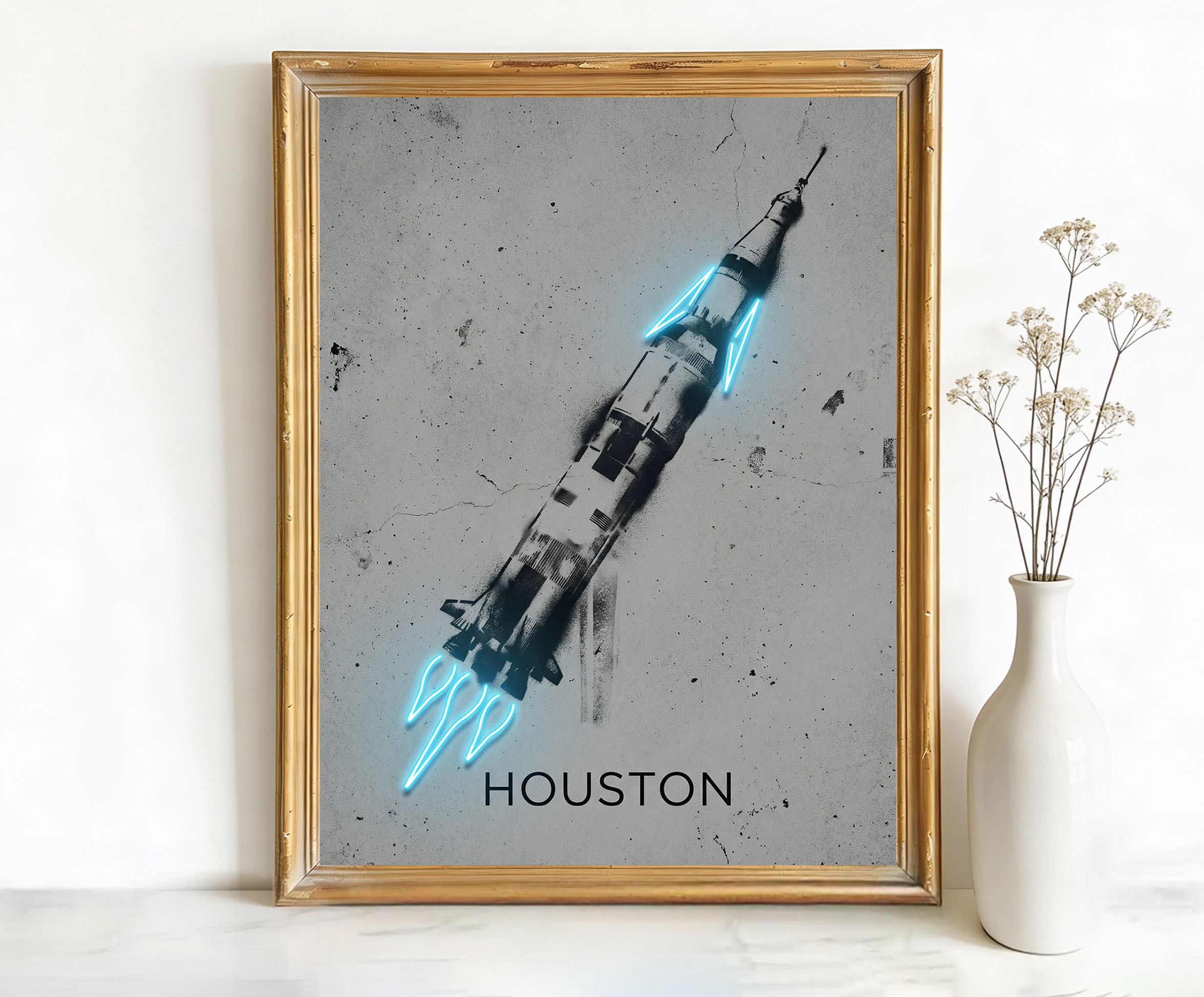 Houston Texas Saturn V Rocket Art