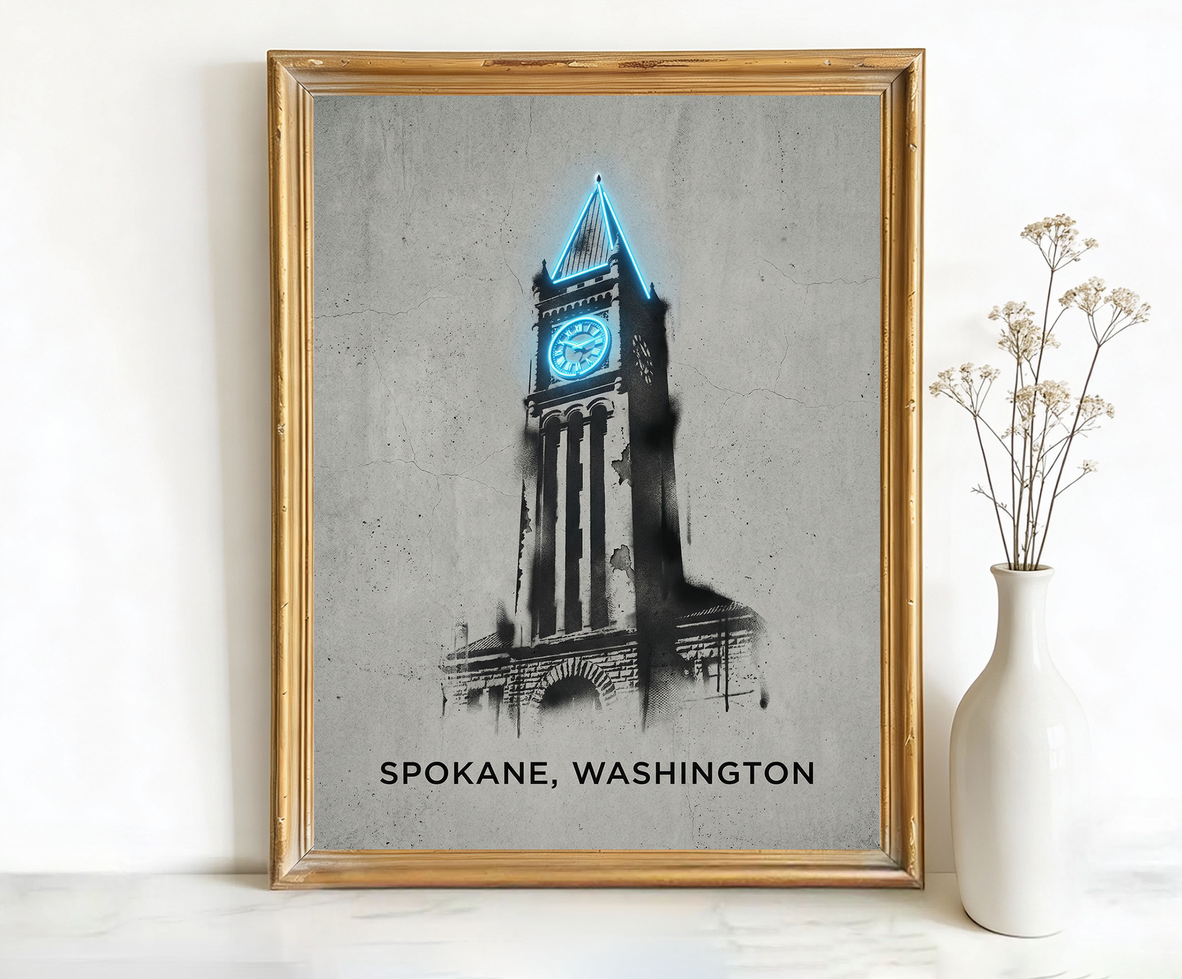 Spokane Washington City Hall Clock Tower Art