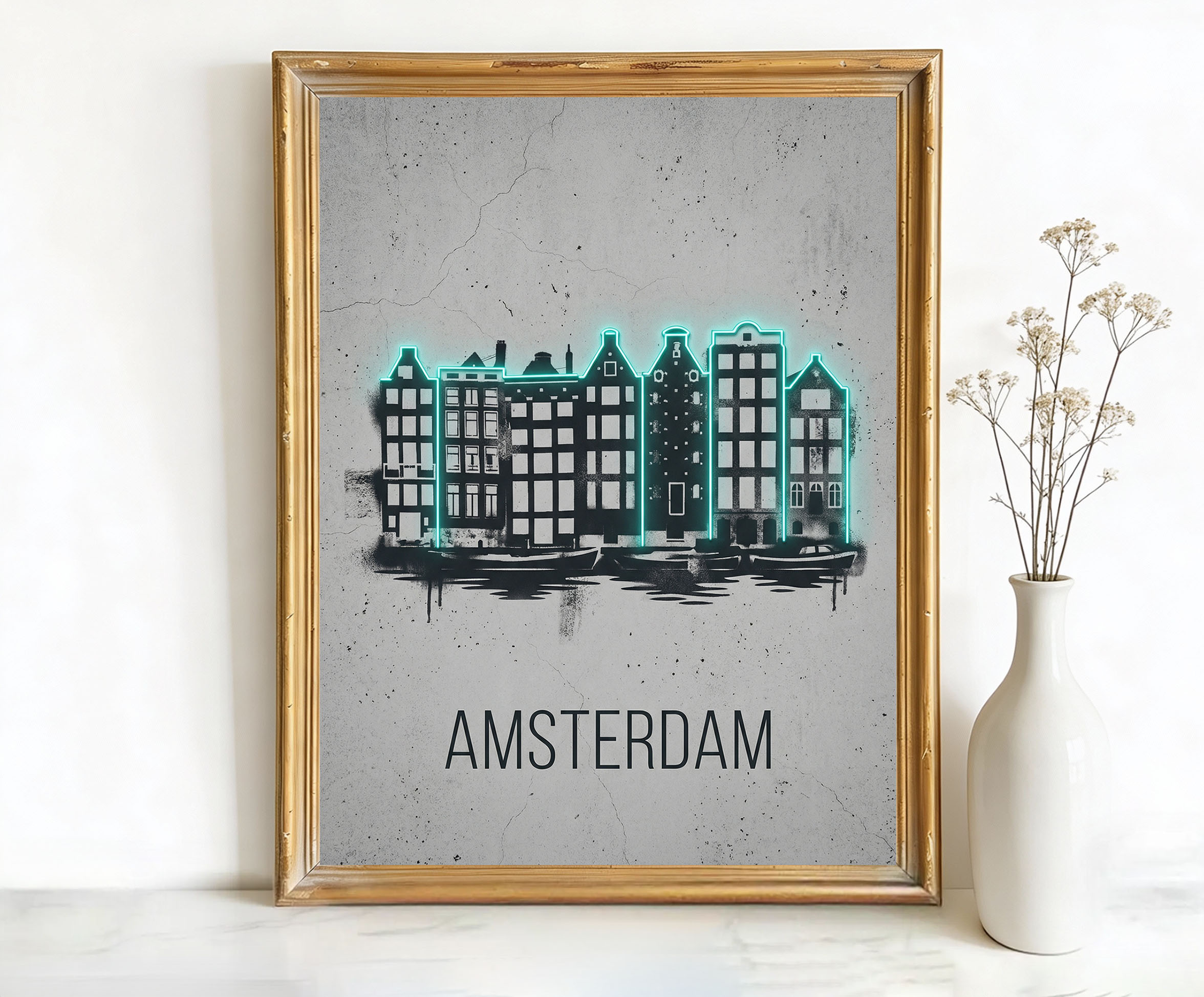 Amsterdam Netherlands Canal Houses Art