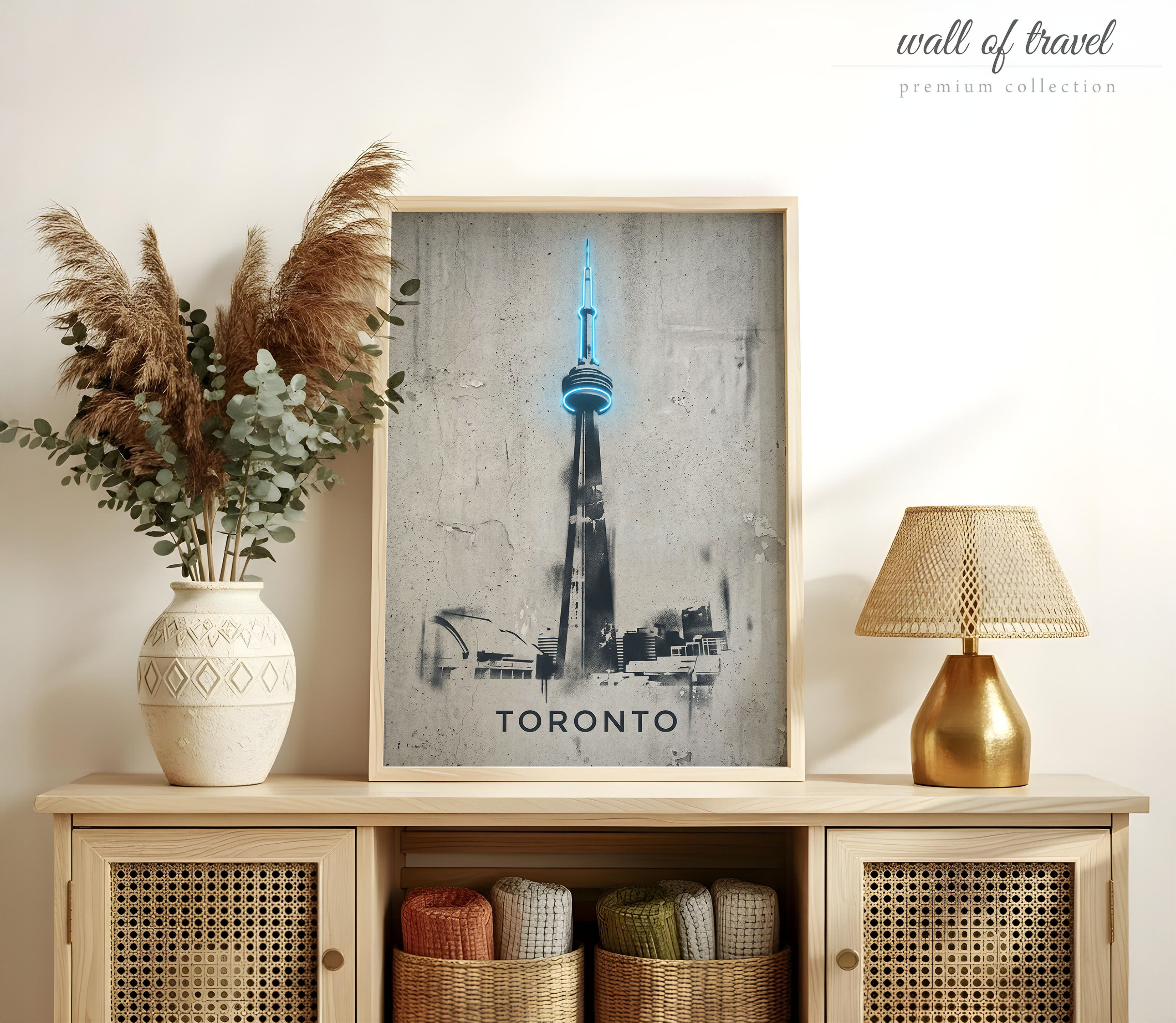 Toronto Ontario CN Tower Art, Canvas or Poster, Graffiti Pop Art Decor, Living Room Home Bar Office Airbnb Wall Art, Blue Black Grey White