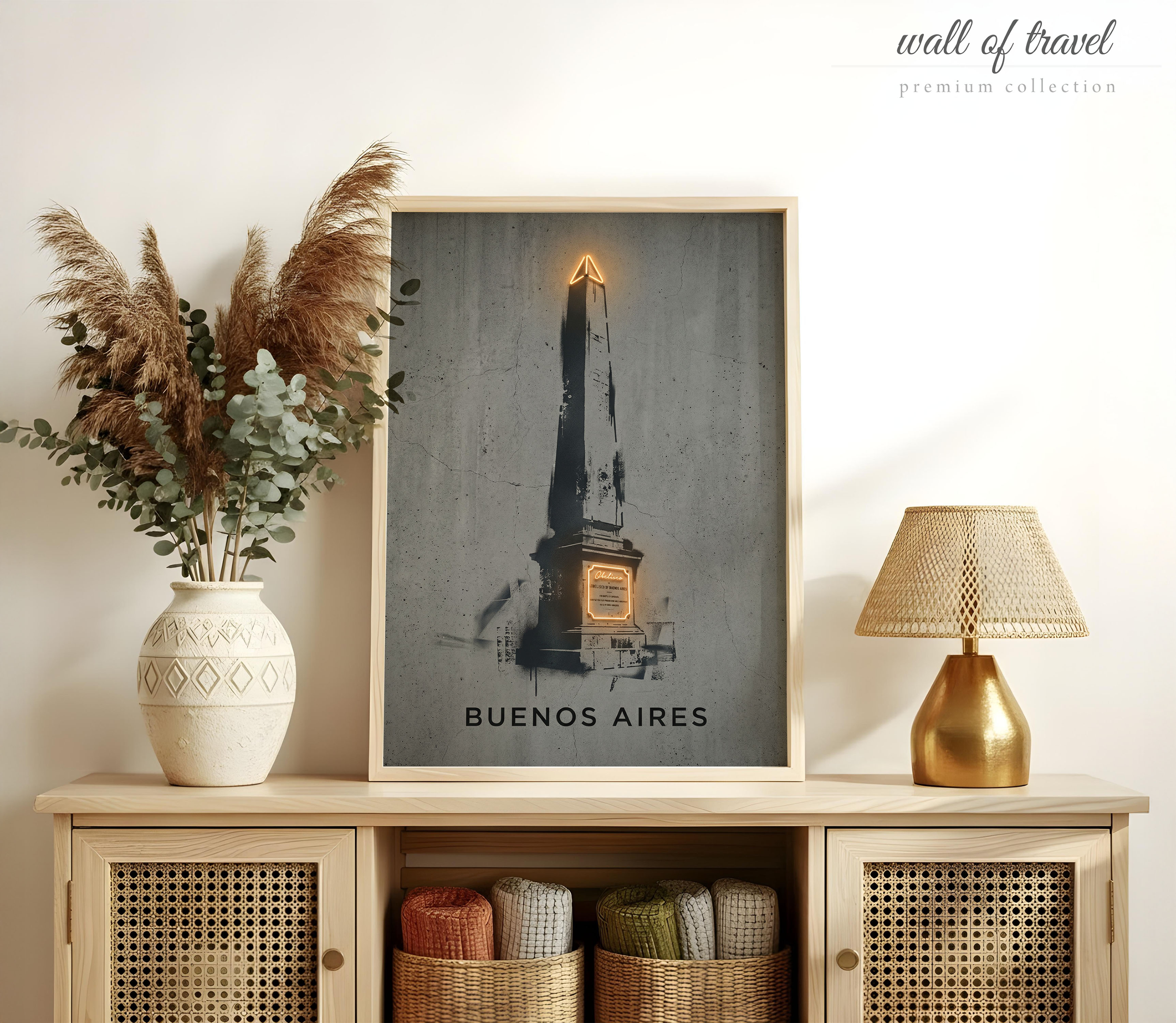 Buenos Aires Argentina Obelisco de Aires Art, Canvas or Poster, Street Art Banknote Decor, Living Room Office Entryway Wall Art, Black Grey