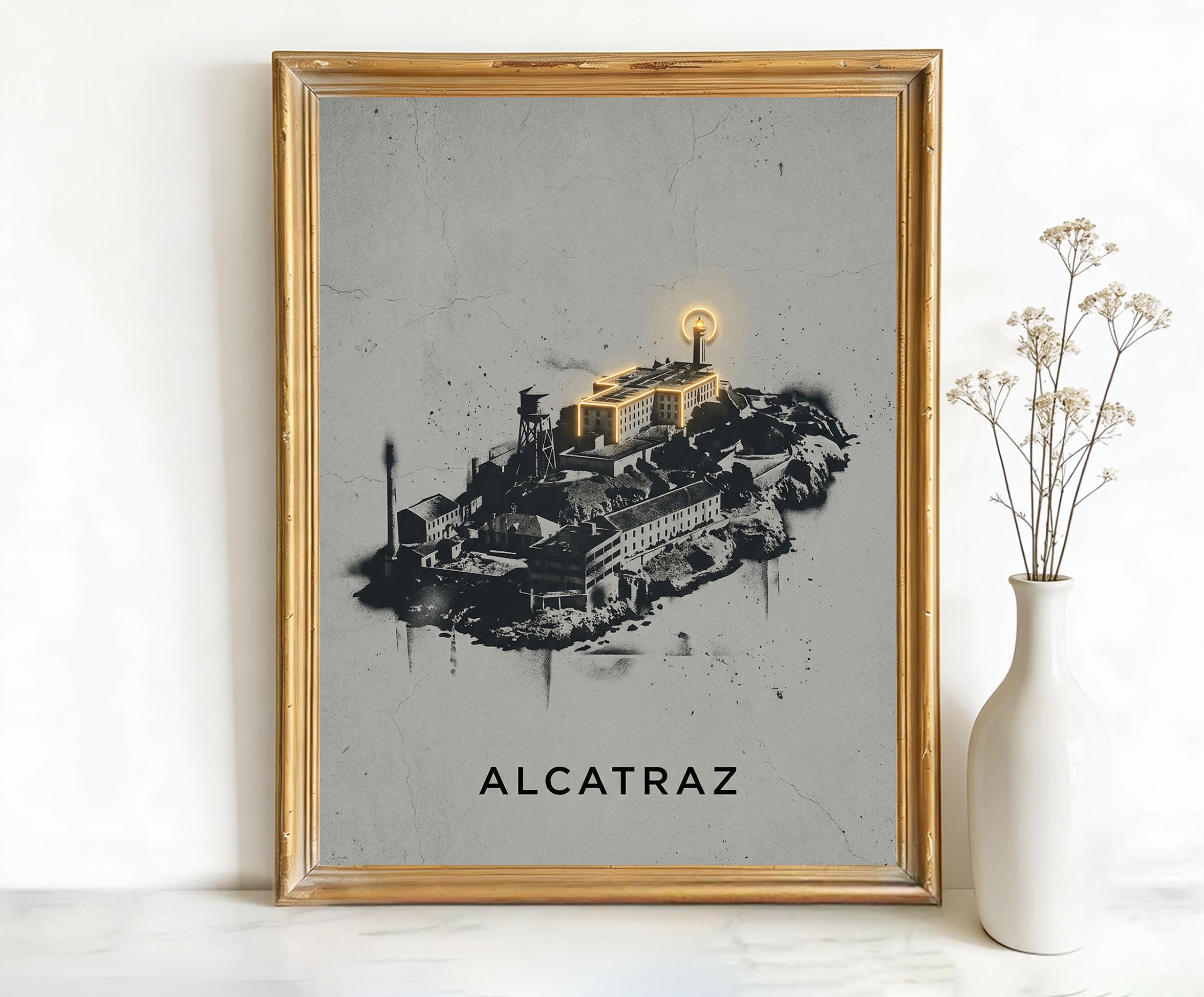 San Francisco California Alcatraz Island Lighthouse Art