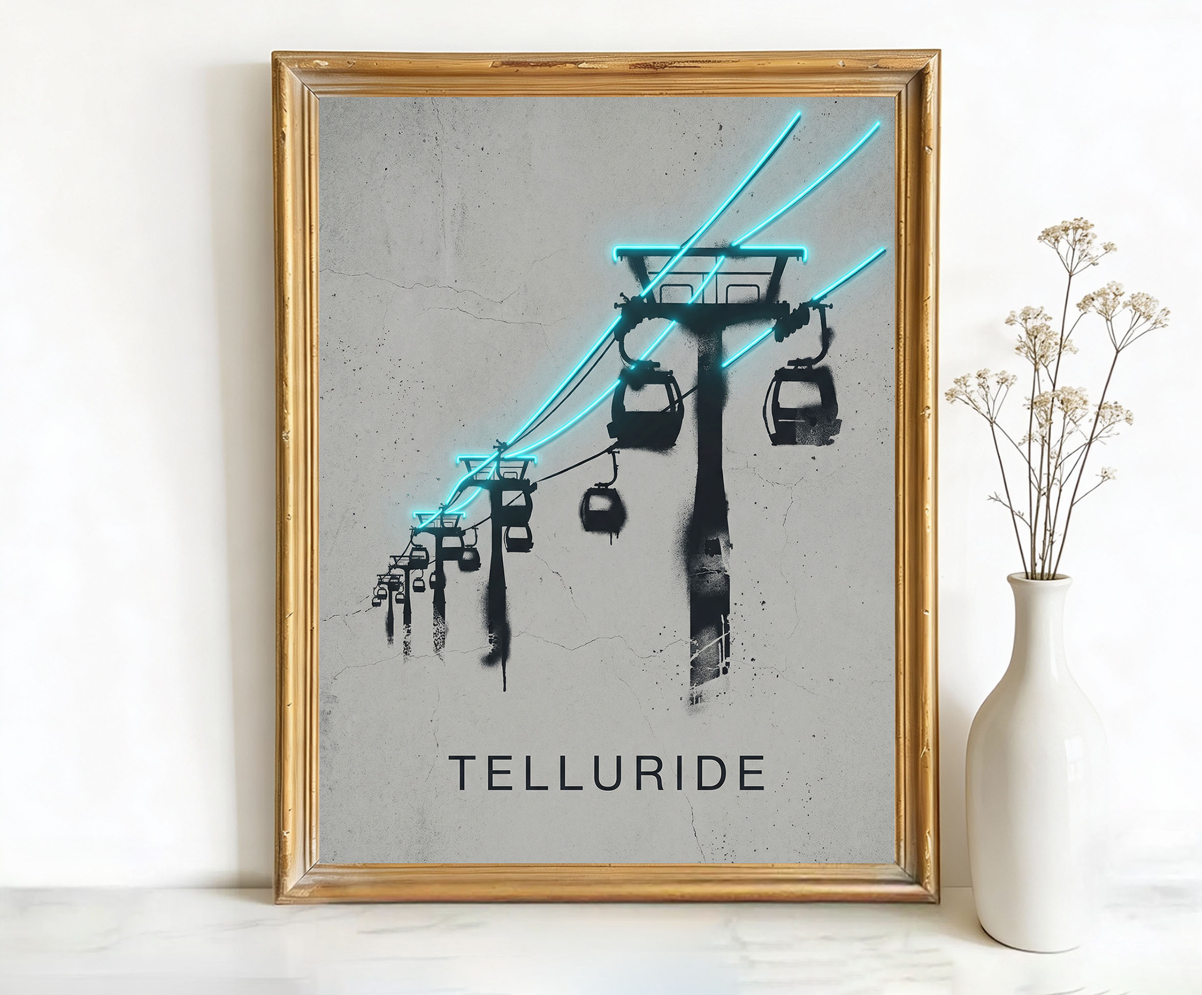 Telluride Colorado Ski Resort Gondola Art