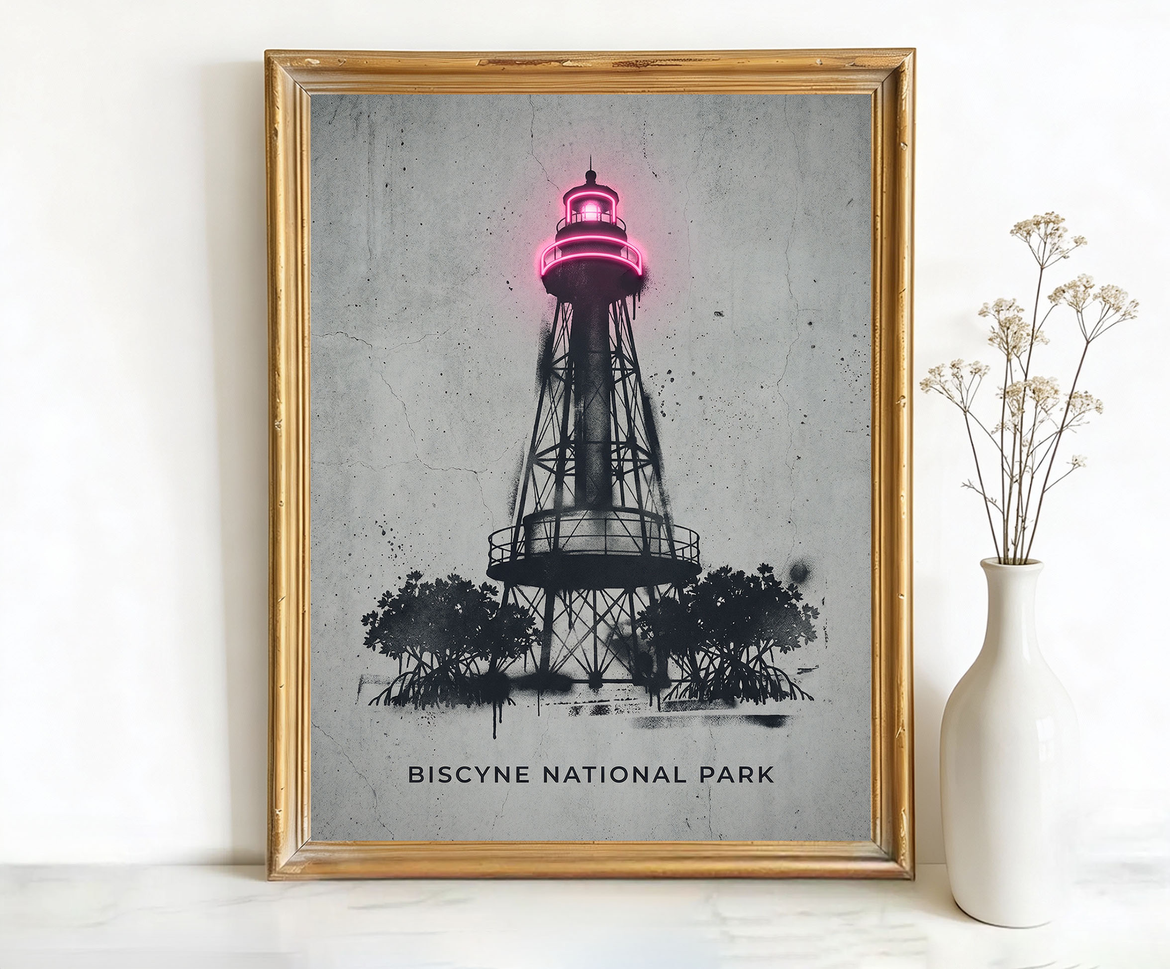 Biscayne National Park Florida Old Style Lighthouse Art