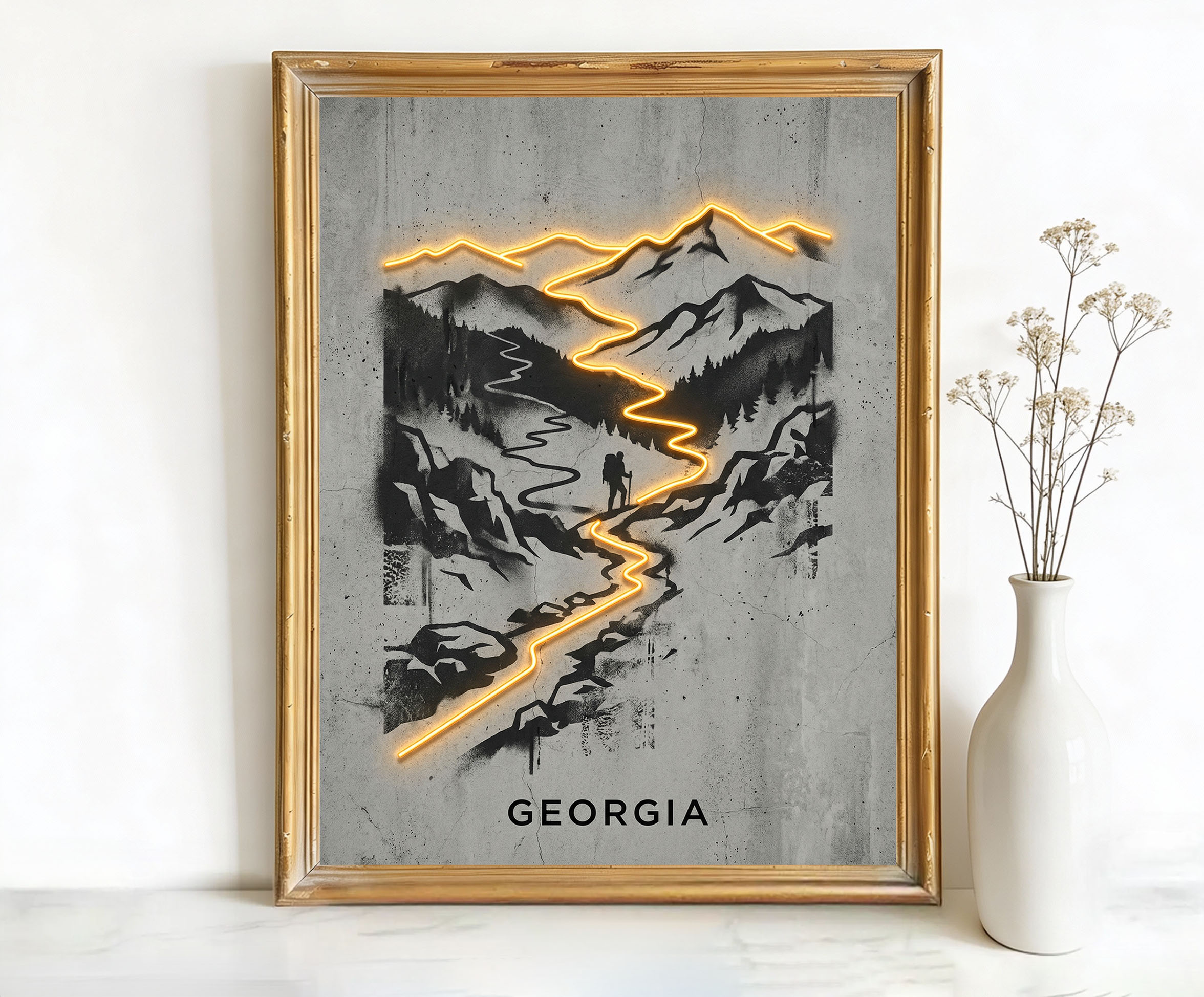 Georgia USA Mountain Hiking Trail Art