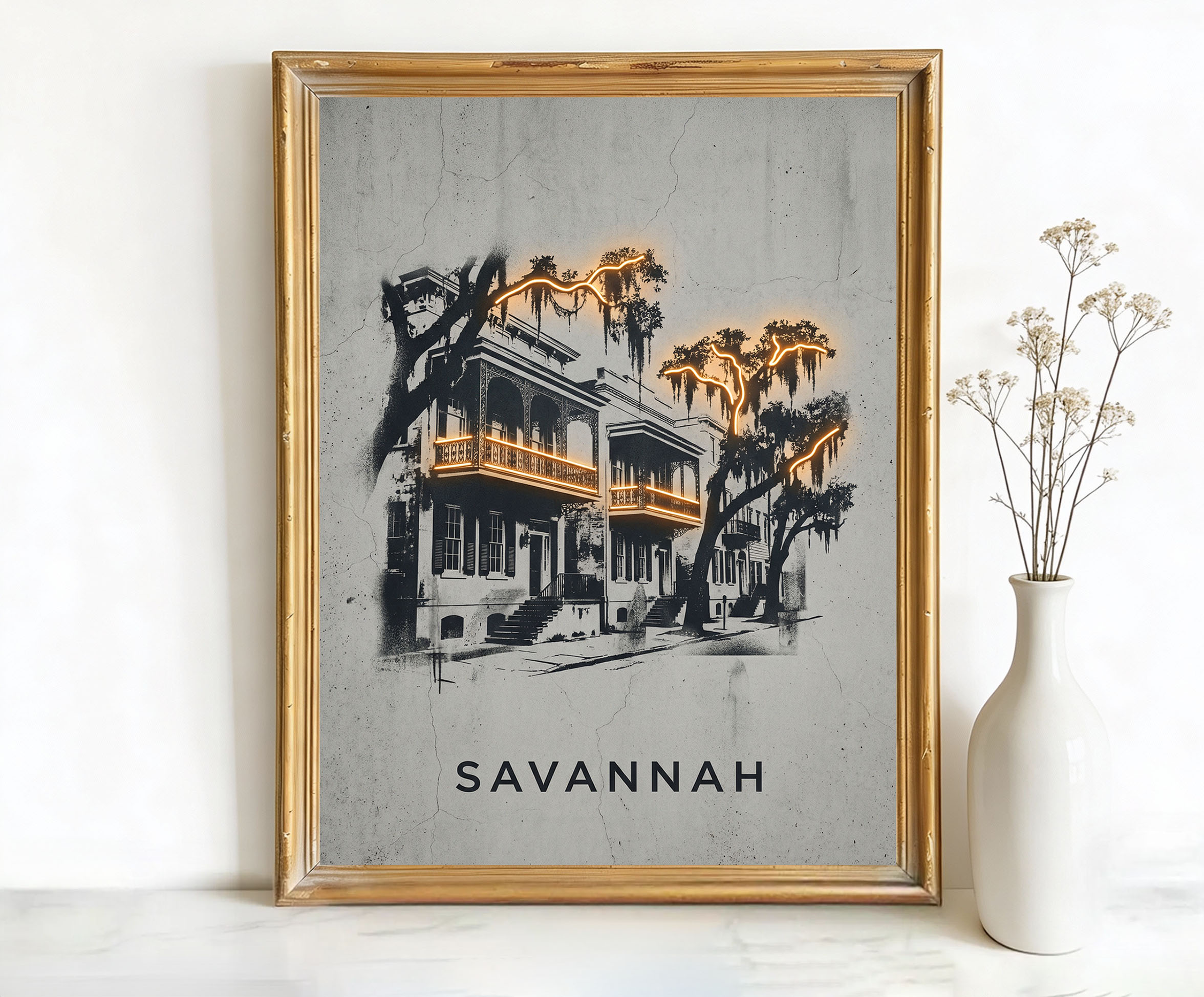 Savannah Georgia Historic Townhouses Art