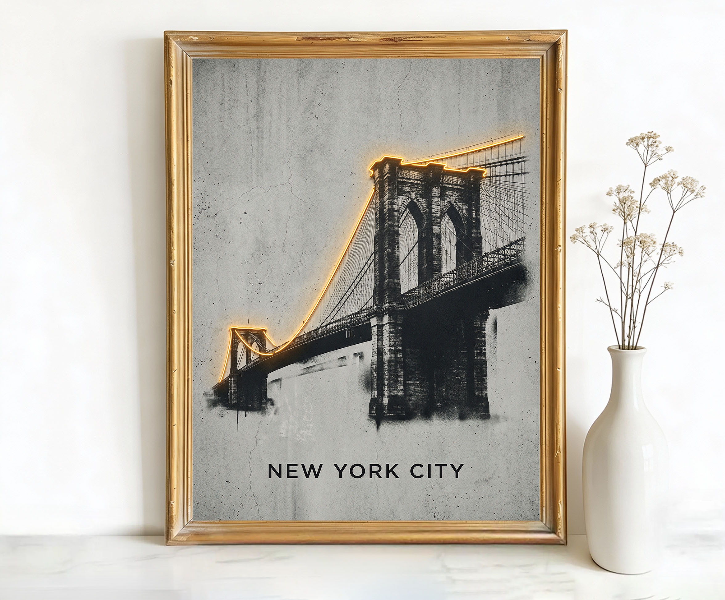 New York Usa Brooklyn Bridge Art