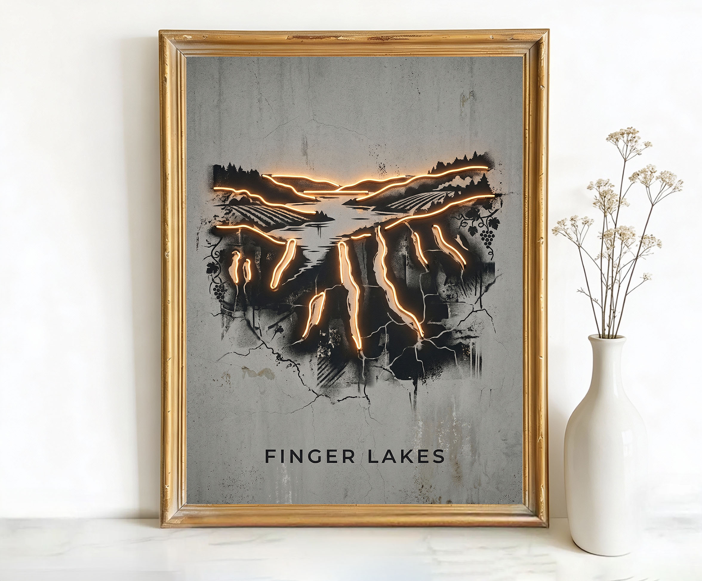 Finger Lakes New York Vineyard Landscape Art
