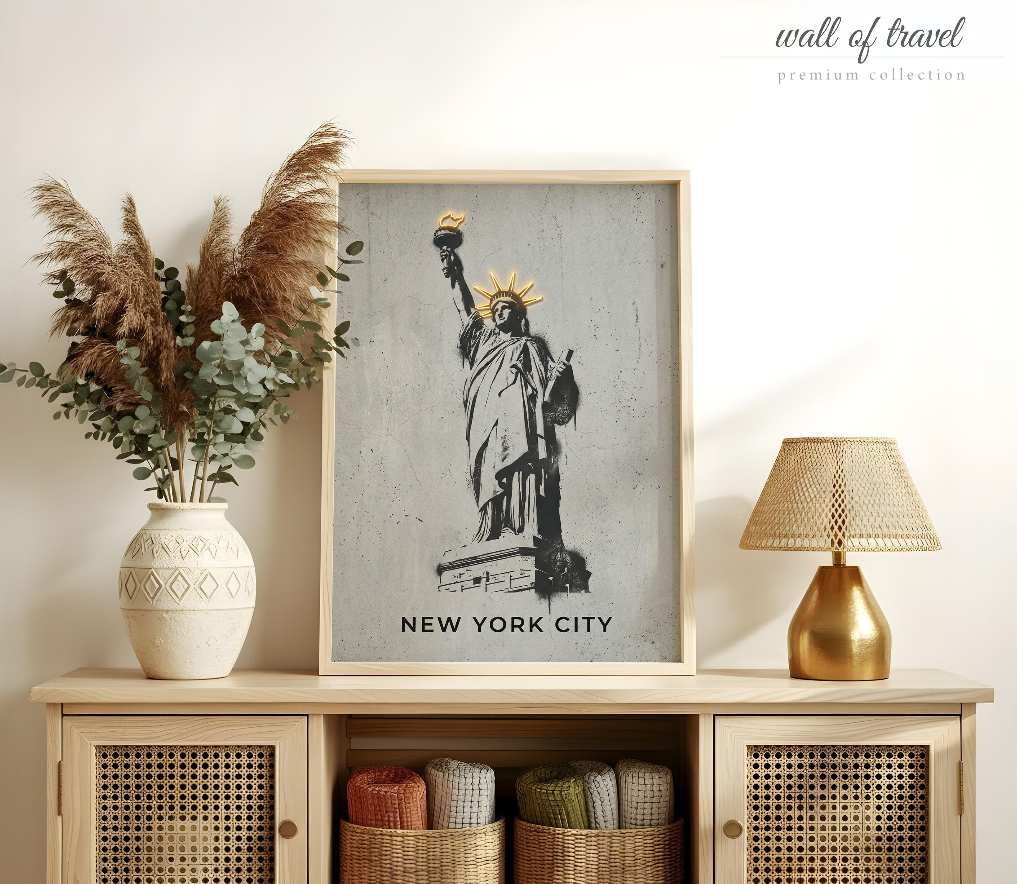 New York New York Statue of Liberty Art, Canvas or Poster, Street Art Banknote Decor, Living Room Office Entryway Wall Art, Black White Gold