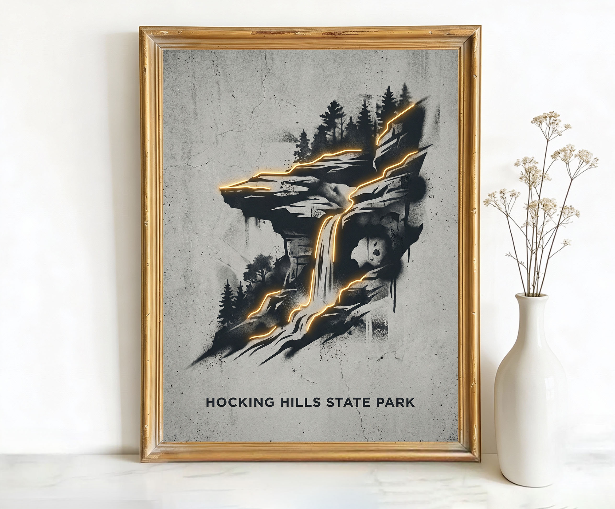 Hocking Hills Ohio Old Man's Cave Waterfall Art