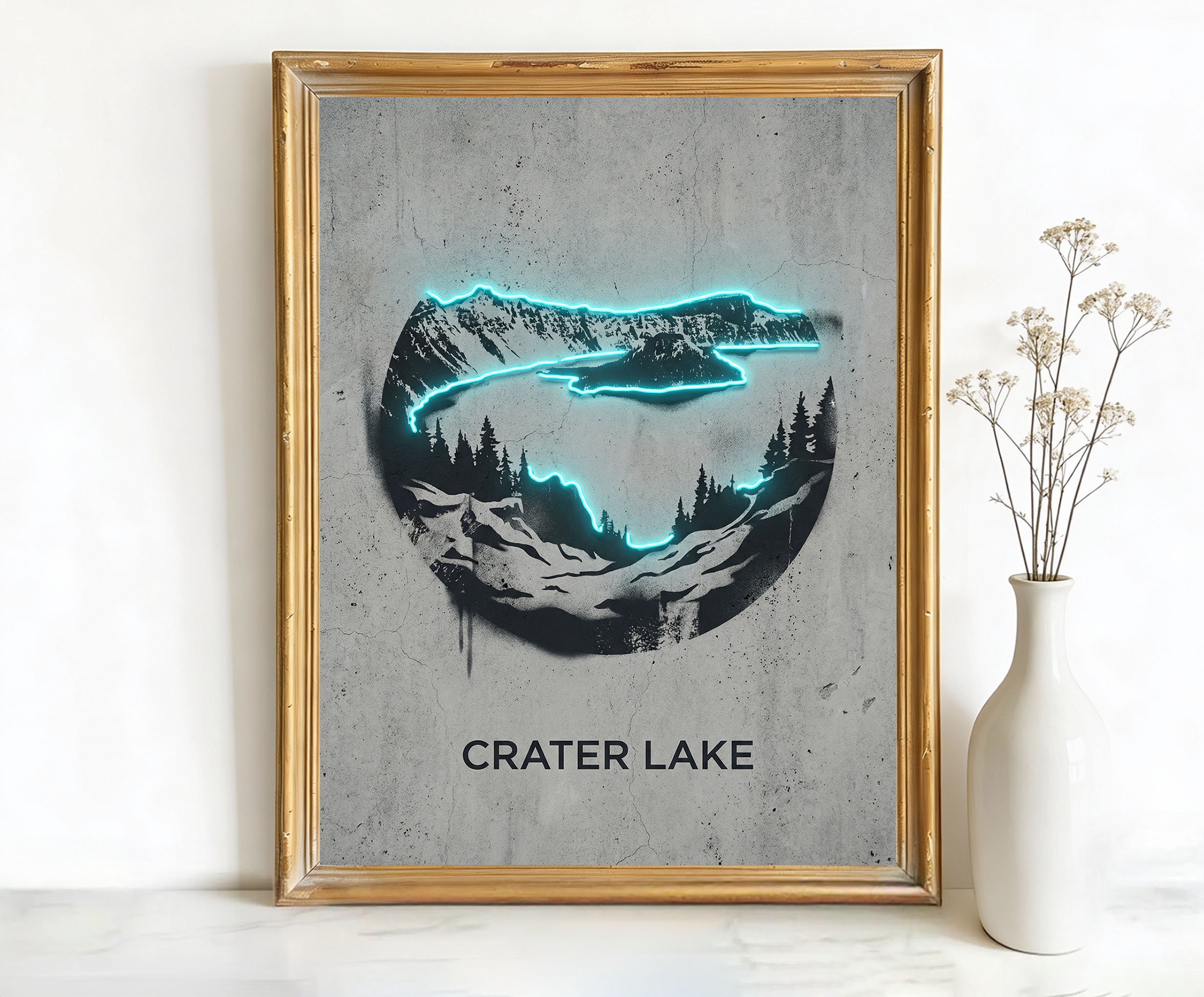 Crater Lake Oregon Wizard Island Art
