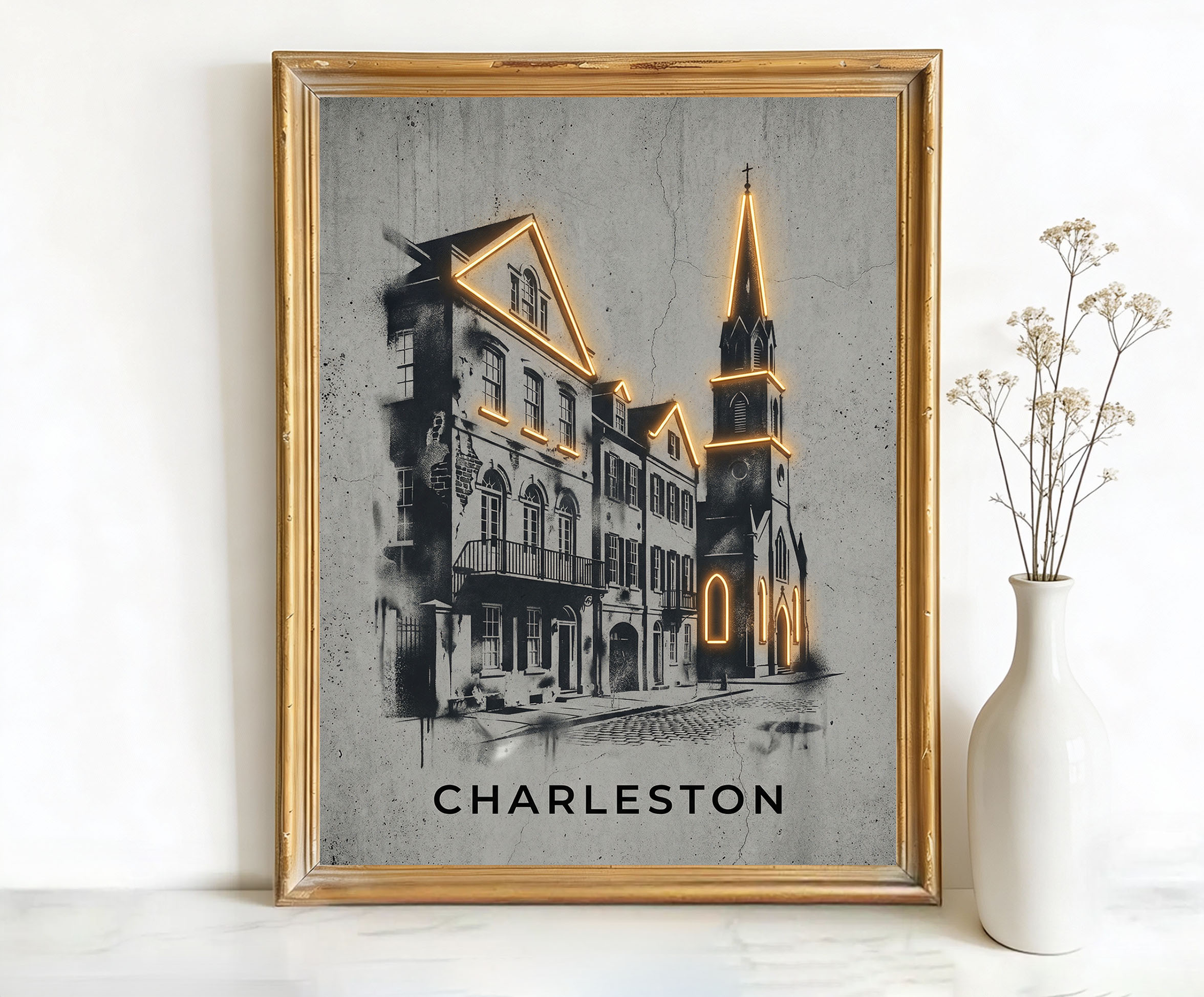 Charleston South Carolina St. Michael's Church Steeple Art