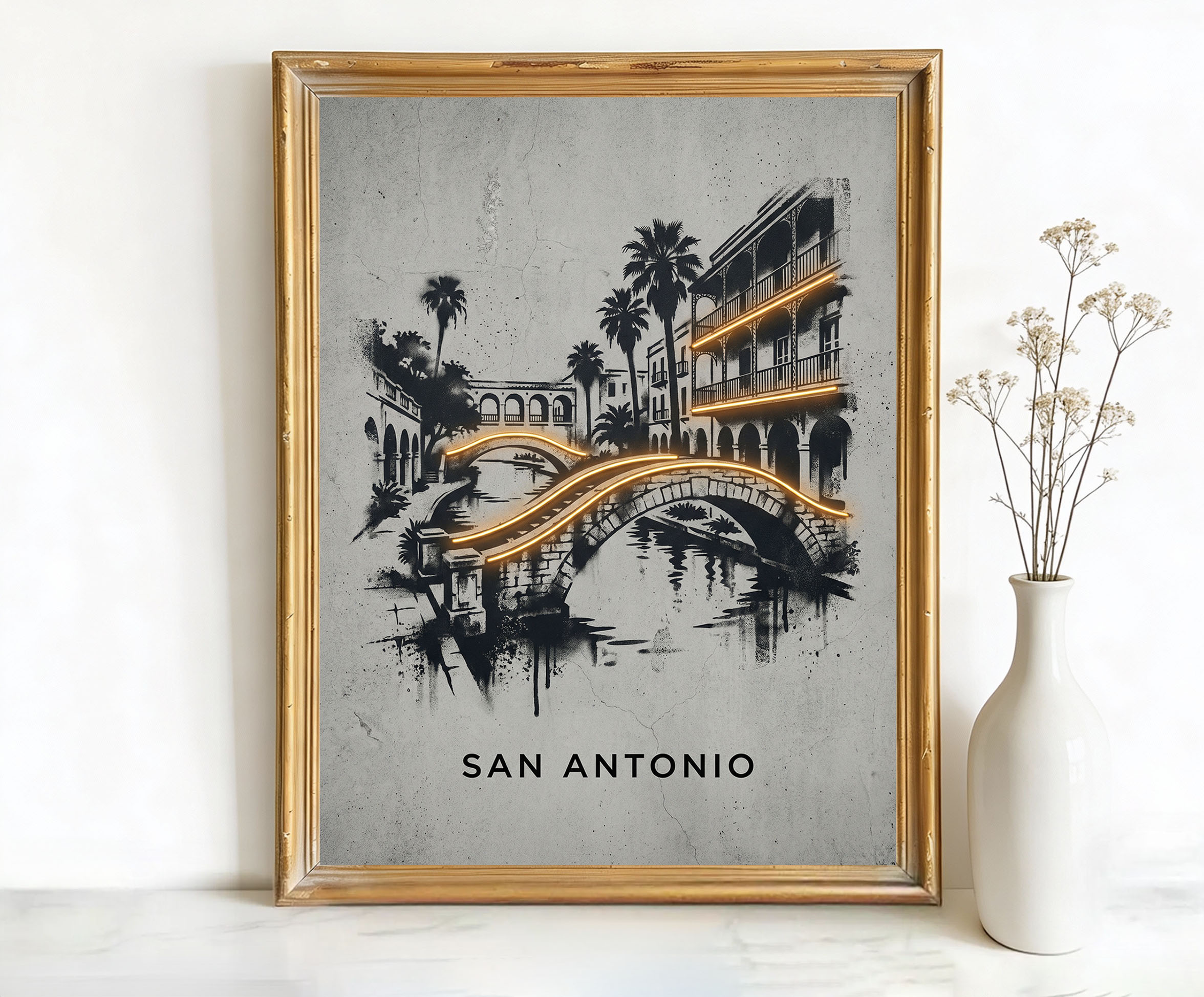 San Antonio Texas River Walk Arches Art