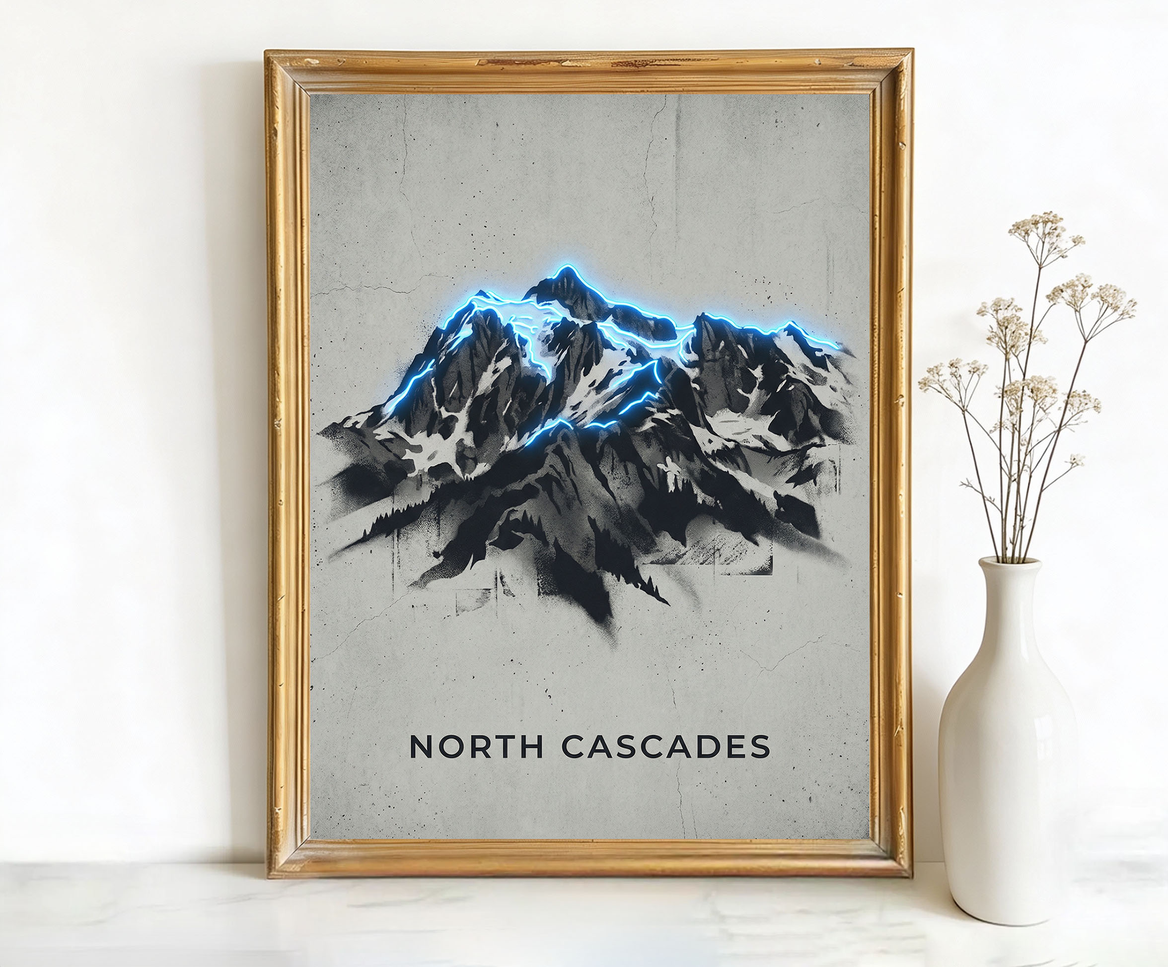 Washington USA Mountain Range Art