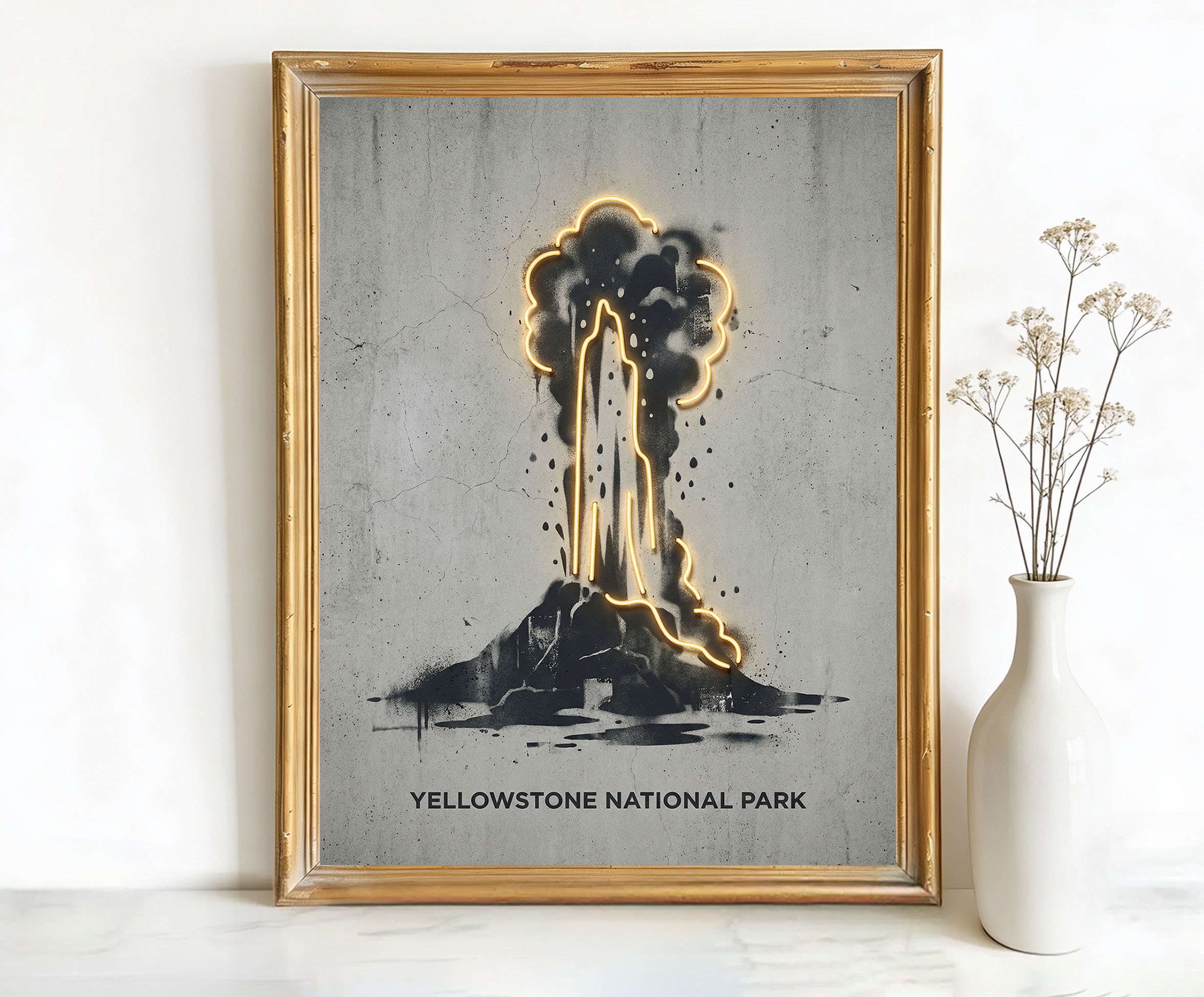 Yellowstone National Park Wyoming Old Faithful Geyser Art