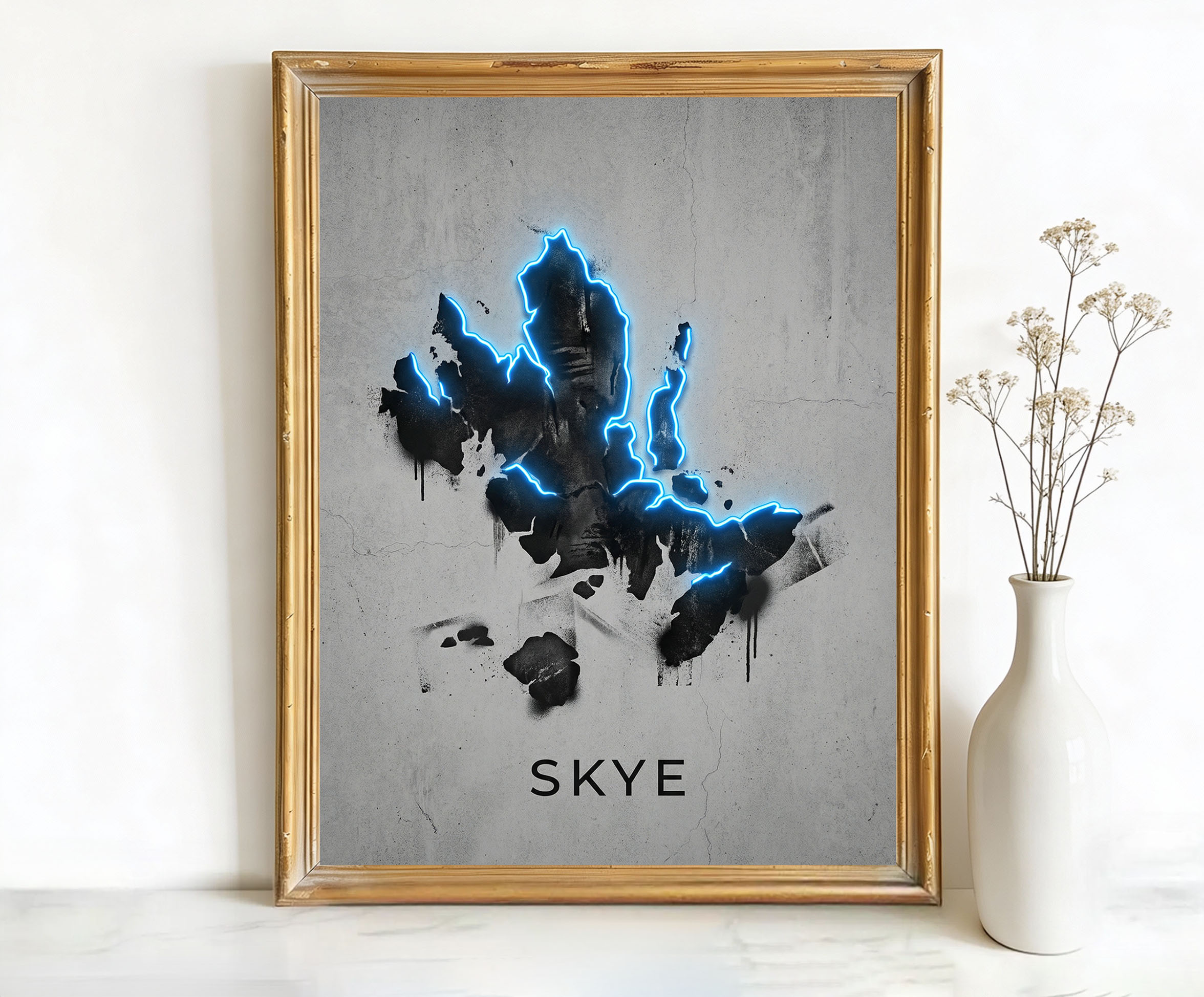 Isle Of Skye Scotland Map Outline Art