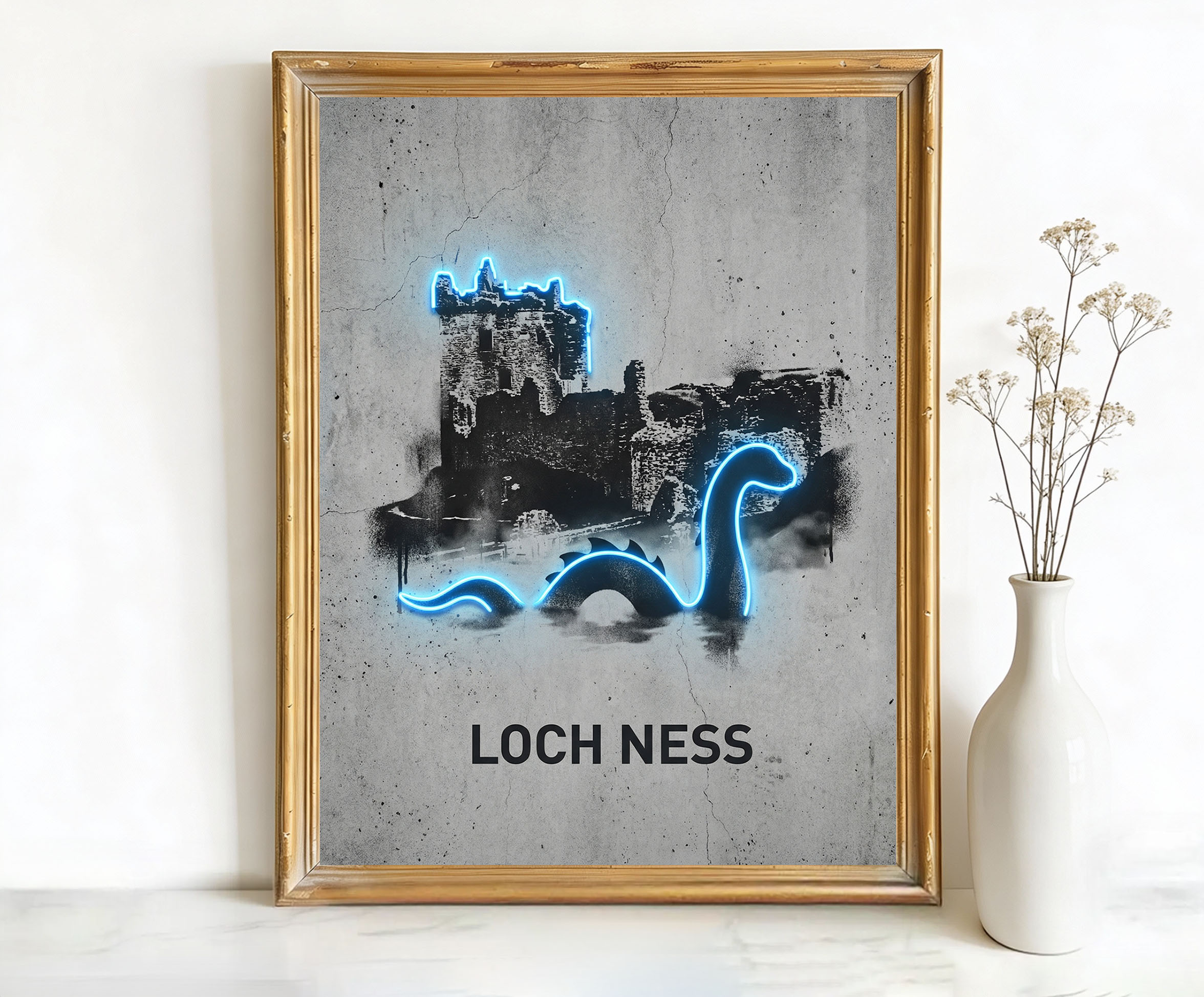 Loch Ness Scotland Urquhart Castle Art
