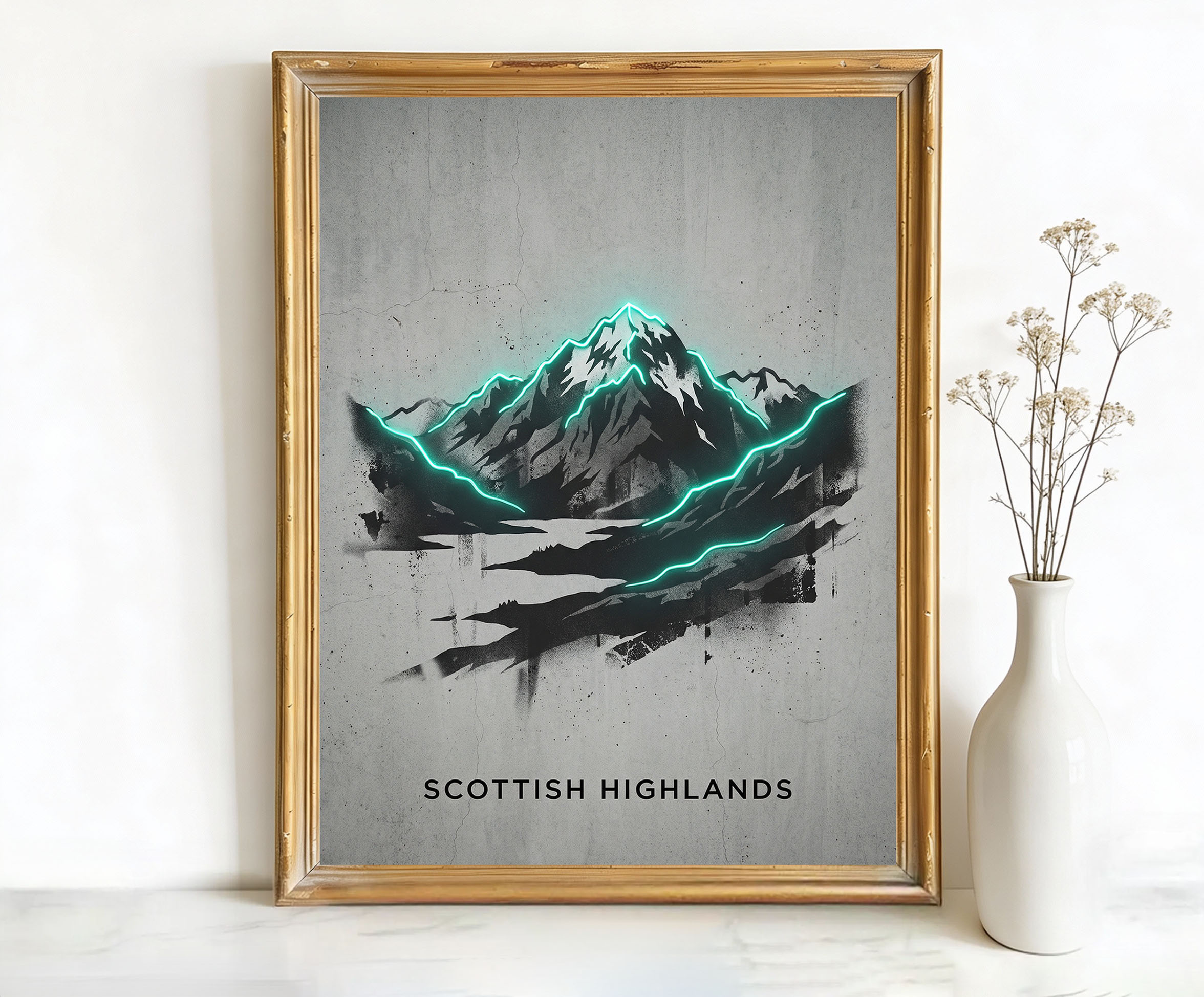 Scottish Highlands Scotland Jagged Mountain Peaks Art