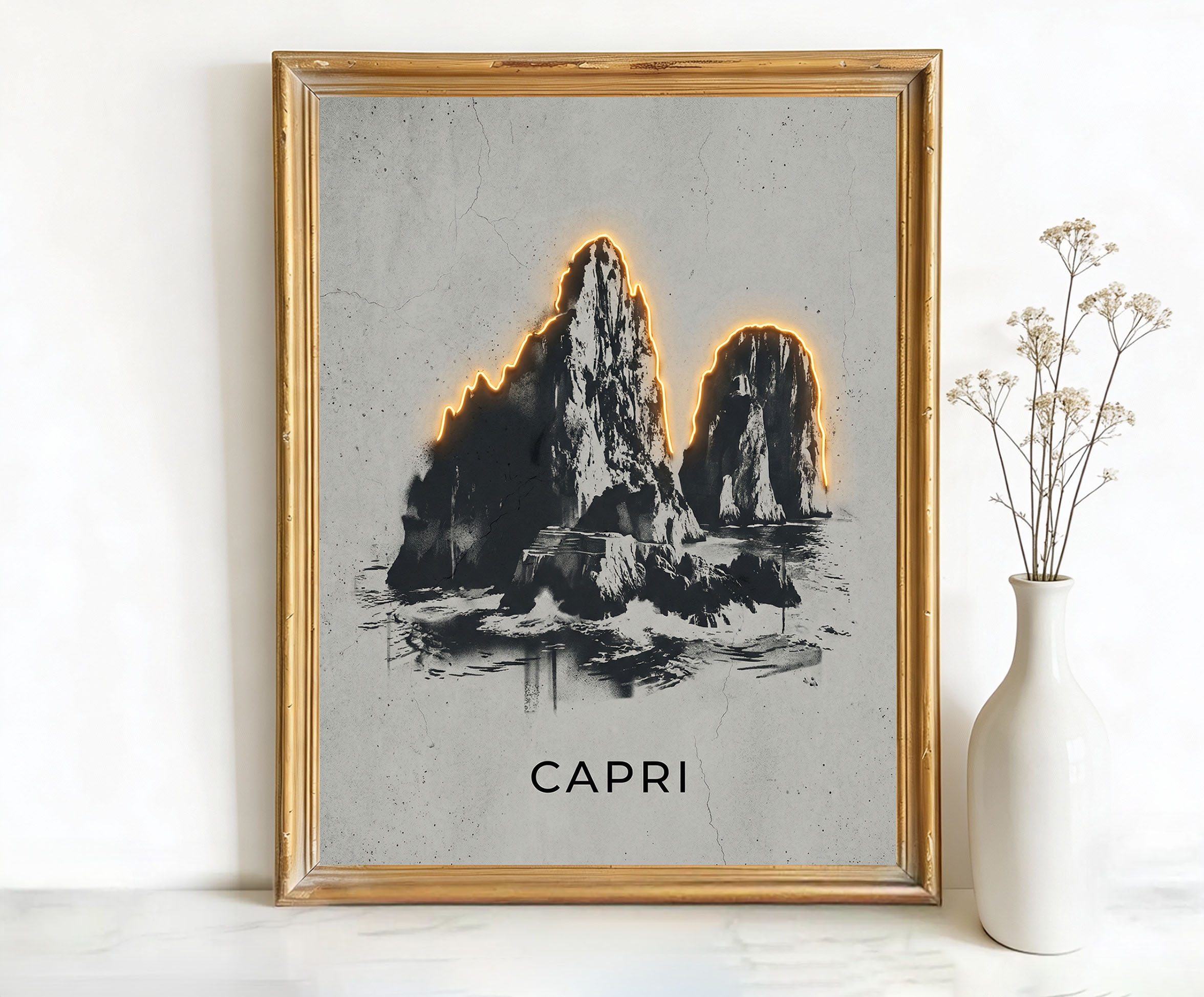 Capri Italy Faraglioni Rocks Art