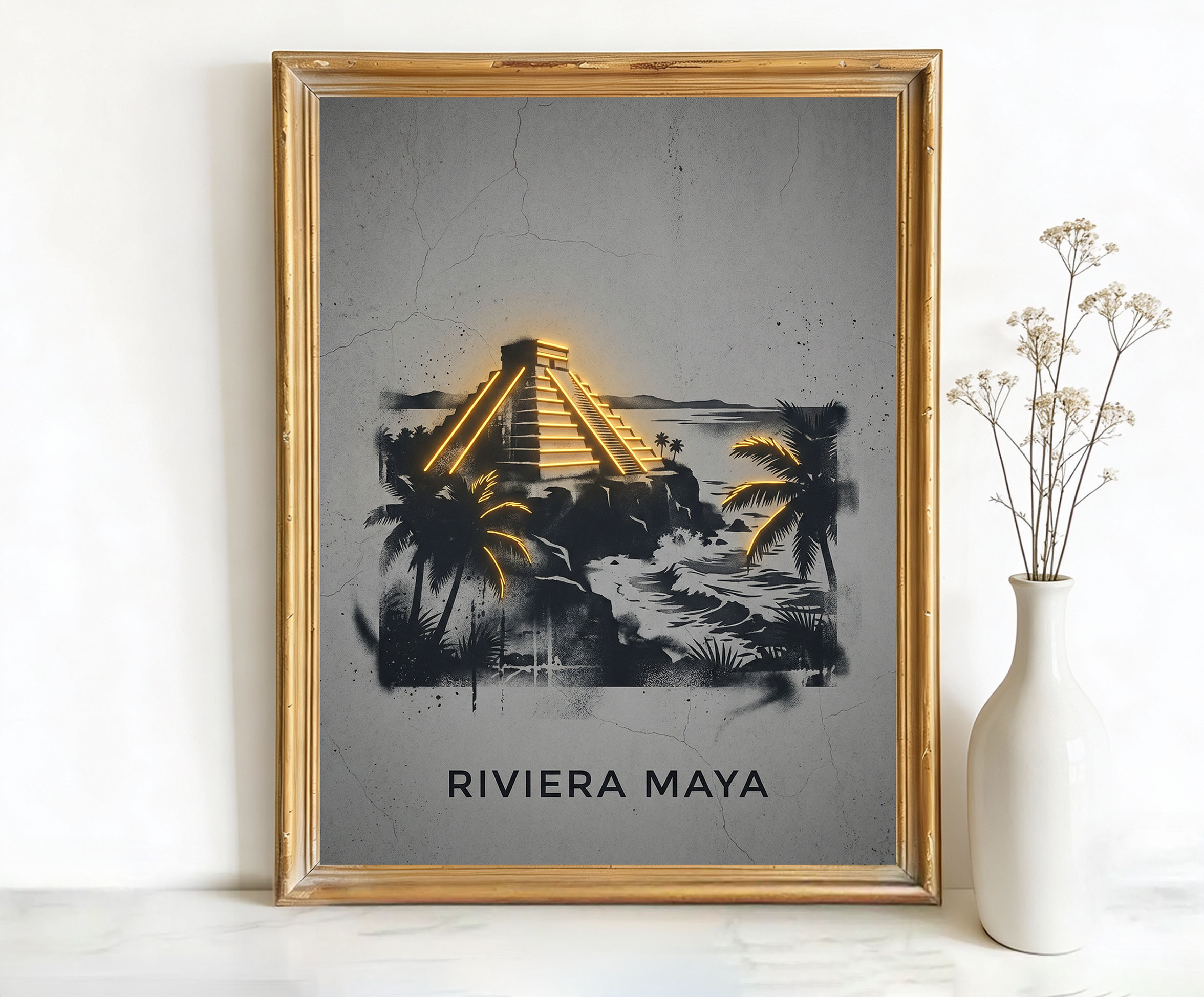 Riviera Maya Mexico Ancient Mayan Pyramid Art