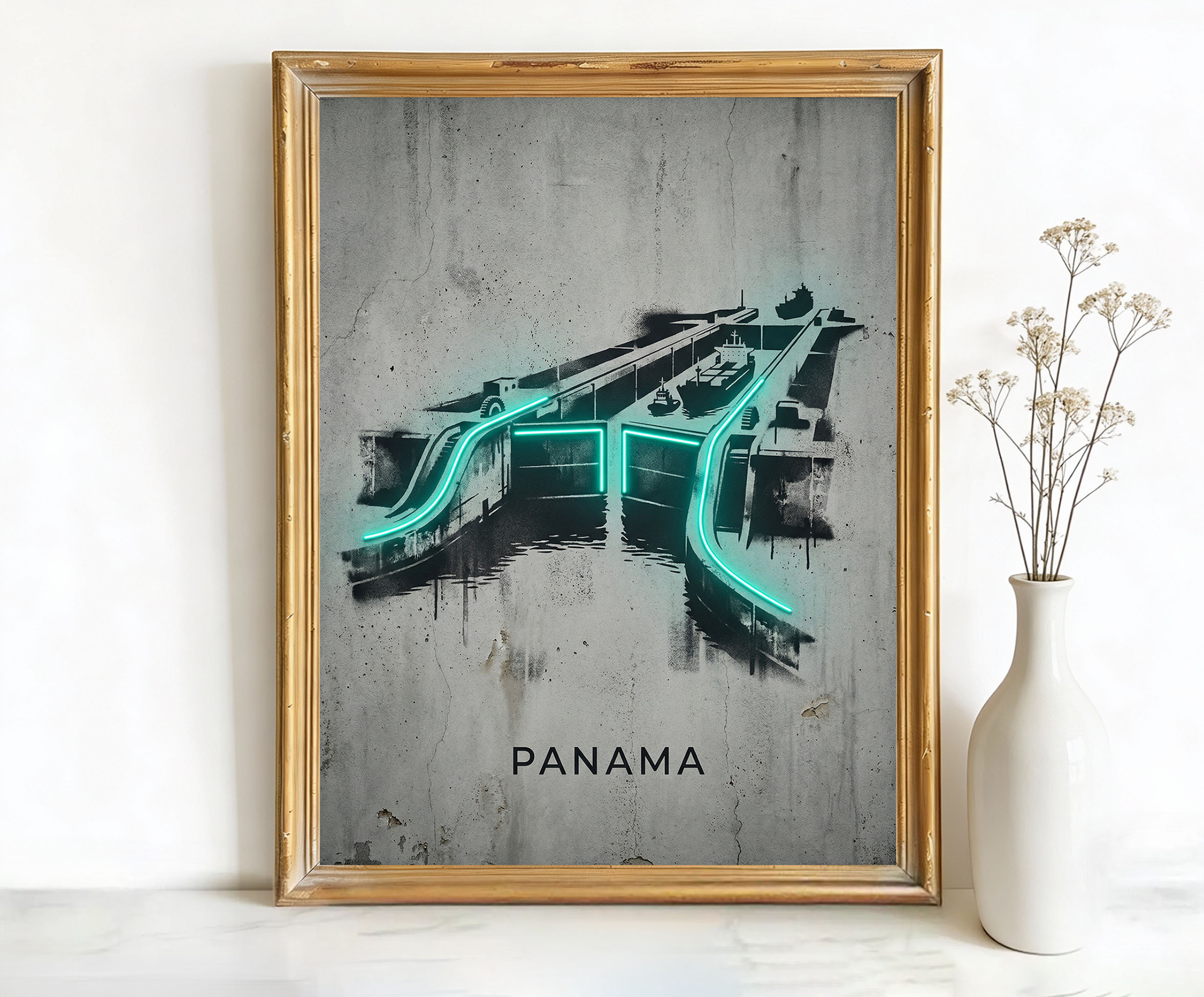 Panama Canal Locks Art