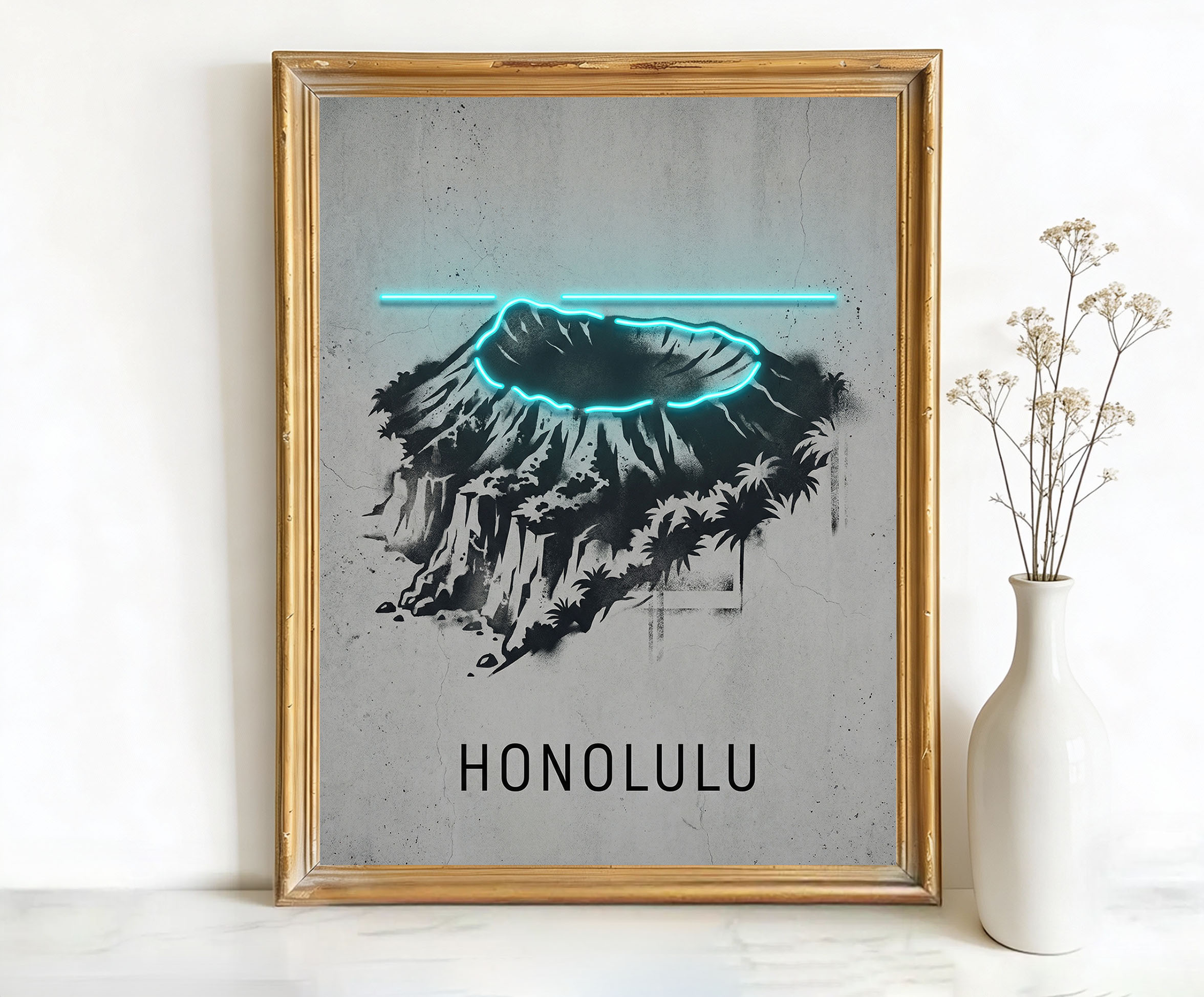 Honolulu Hawaii Diamond Head Crater Art